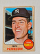 1968 Topps #246 Fritz Peterson Yankees Excellent Actual card is scanned.
