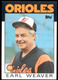 1986 Topps Baseball MLB Card #321 Earl Weaver Baltimore Orioles