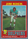 1971 Topps Football #186 Jim Kiick Rookie Card Dolphins VG