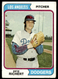 1974 Topps Pete Richert Los Angeles Dodgers #348