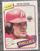 1980 Topps #540 Pete Rose Philadelphia Phillies  Good Condition Baseball Card