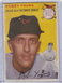 SW: 1954 Topps Baseball Card #8 Bobby Young Baltimore Orioles - Stain