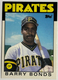 1986 Topps Traded #11T Barry Bonds Rookie RC Pittsburgh Pirates.