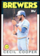 1986 Topps Baseball MLB Card #385 Cecil Cooper Milwaukee Brewers