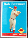 1958 Topps  #415  Bob Bowman  Outfield    Philadelphia Phillies  FREE shipping