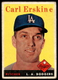 1958 Topps #258 Carl Erskine Los Angeles Dodgers VG-VGEX crease NO RESERVE!