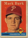 1958 TOPPS BASEBALL #278 MACK BURK POOR