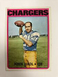 JOHN HADL 1972 TOPPS VINTAGE FOOTBALL CARD #15 - San Diego CHARGERS VG