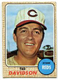 1968 Topps #48 Ted Davidson Baseball Card - Cincinnati Reds