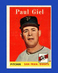 1958 Topps Set-Break #308 Paul Giel EX-EXMINT *GMCARDS*