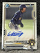 Eduarqui Fernandez AUTO 1st Bowman - 2021 Bowman Chrome Prospect Brewers #CPA-EF