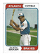 Nice 1974 Topps card of Atlanta Braves OF. Dusty Baker #320..Ex+